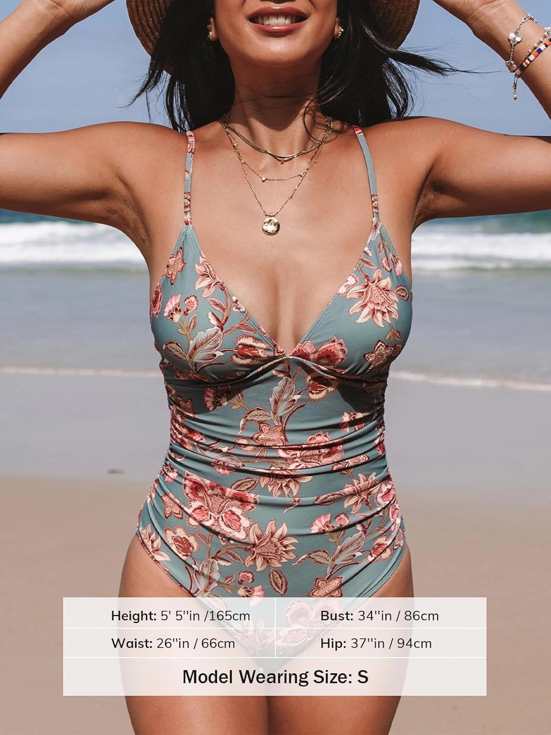CUPSHE Women's One Piece Swimsuit Tummy Control V Neck Bathing Suits