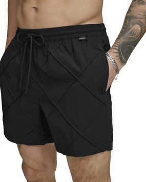 DKNY Modern Euro Diamond Pintuck Swim Trunk
