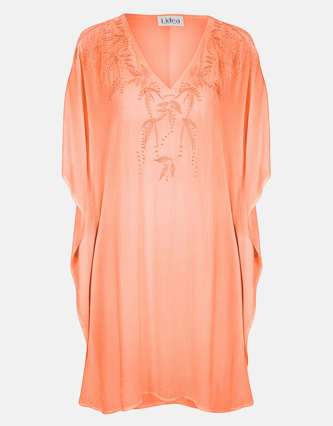 Embroidered Kaftan - Coral