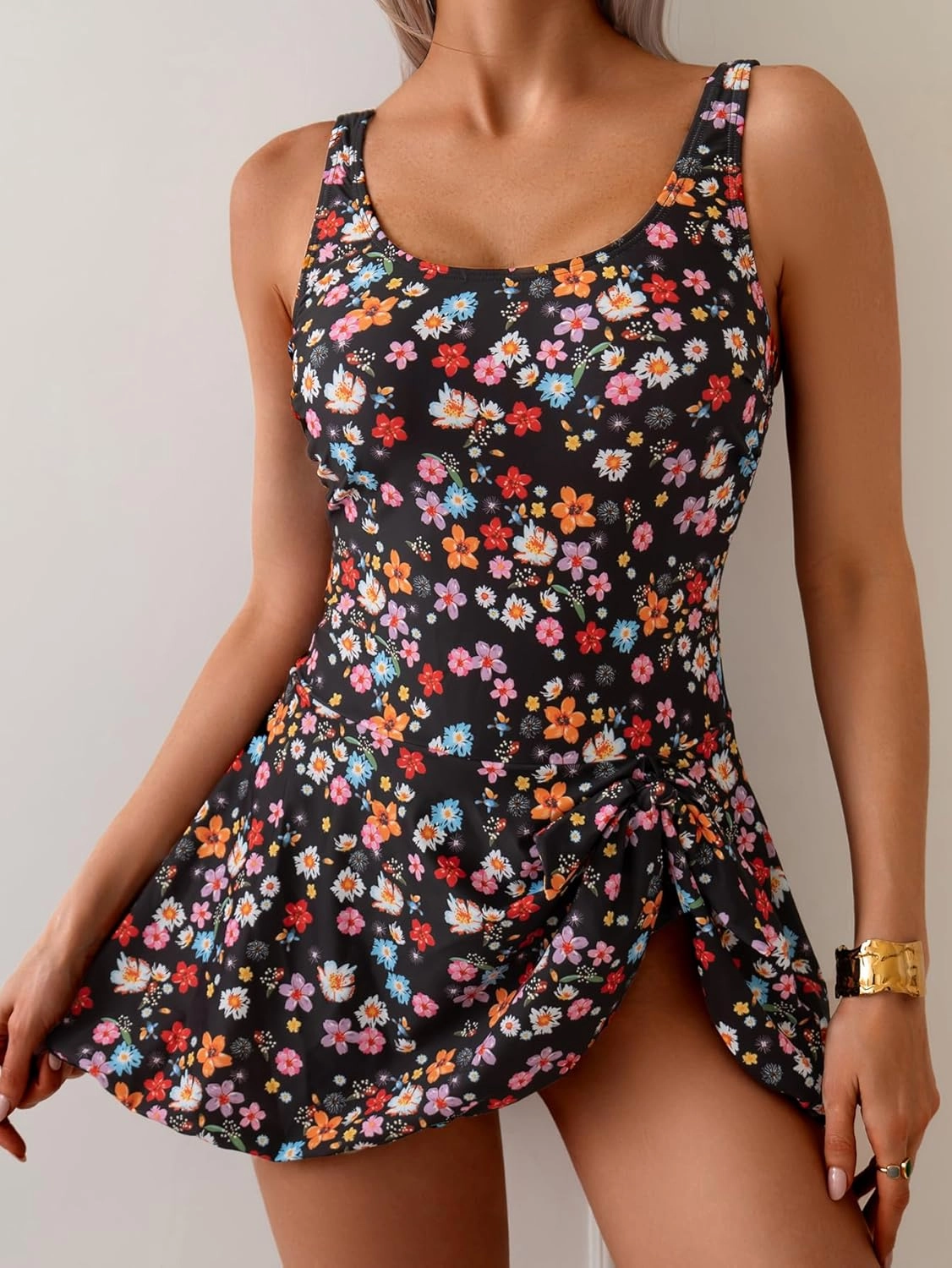 Eomenie One Piece Swimdress Swimsuits for Women Tummy Control Swim Dresses Skirt Bathing Suit