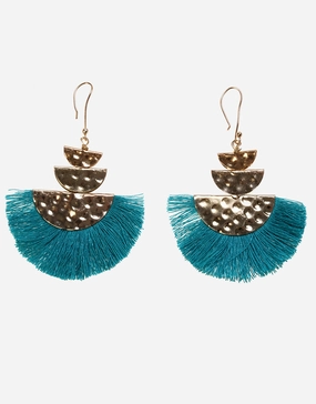 Fan Earrings - Teal