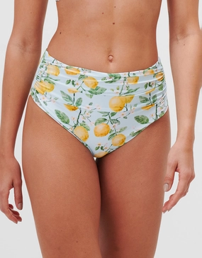 Fior di Limone Ruched High Waist Bikini Pant - Sorrento Sky