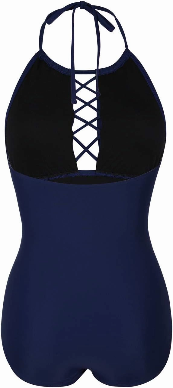 Firpearl Women's One Piece Swimsuits High Neck Cutout Ruched Tummy Control Swimwear