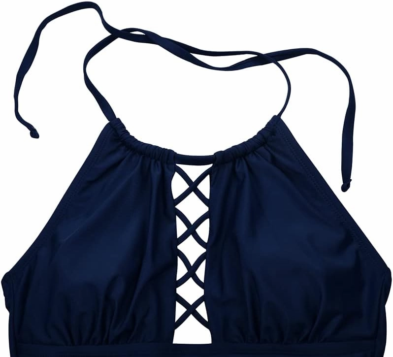 Firpearl Women's One Piece Swimsuits High Neck Cutout Ruched Tummy Control Swimwear