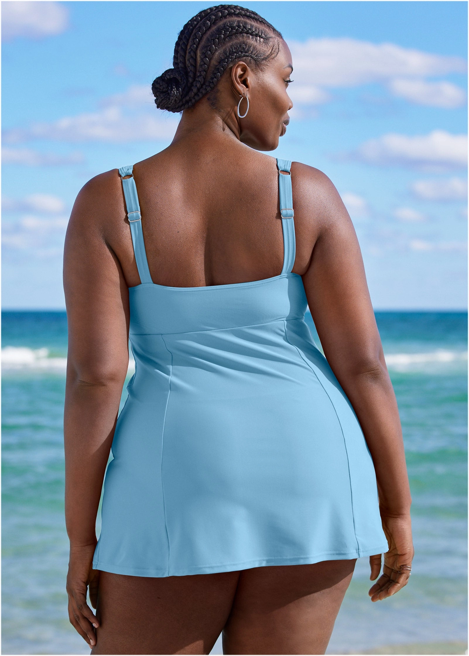 Fit And Flare Swim Dress - Ice Blue