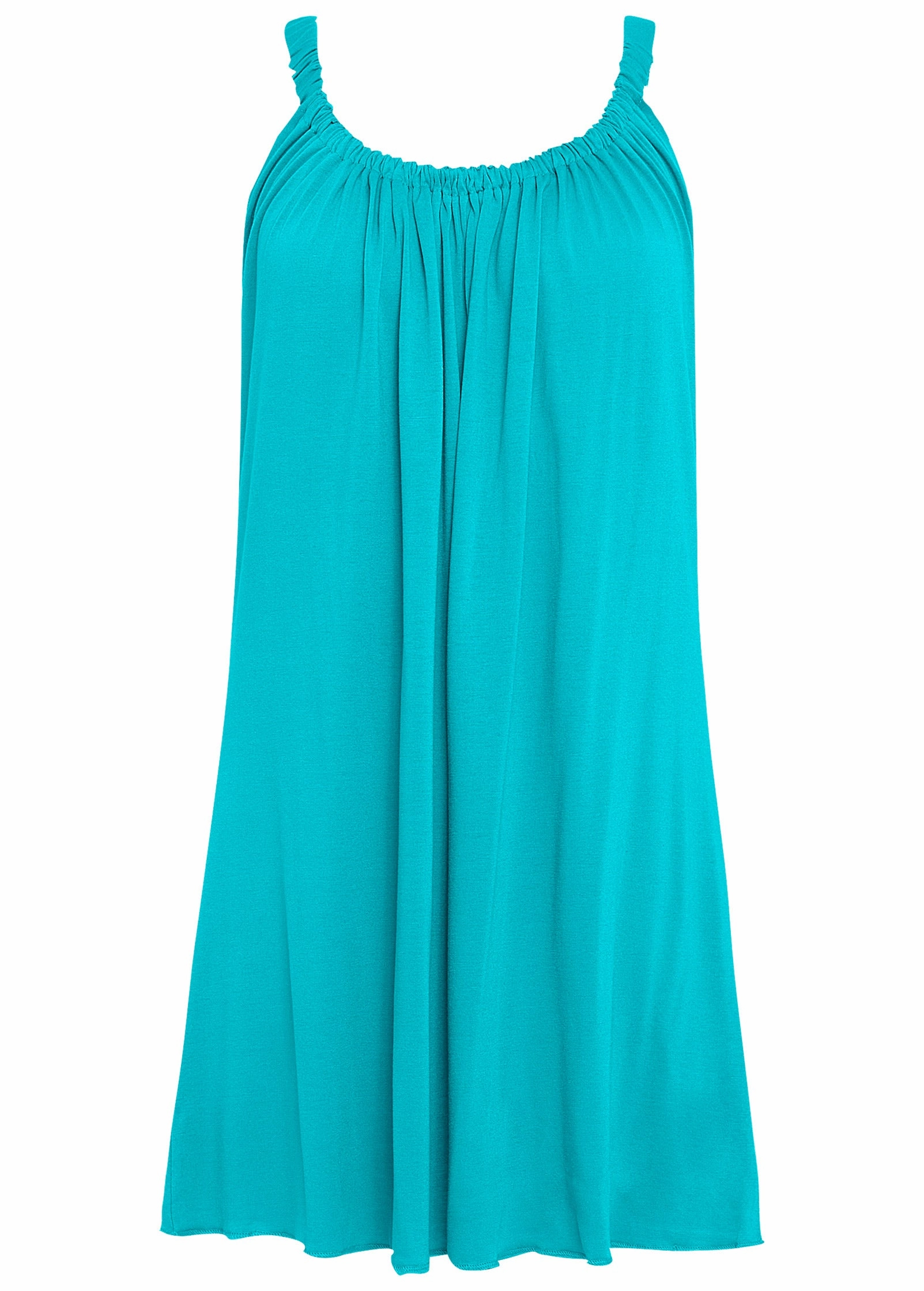 Gathered Neckline Dress - Aqua Reef