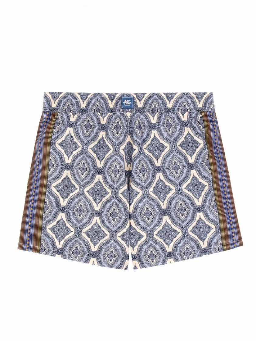 Geometric Pattern Boxer Swimsuit