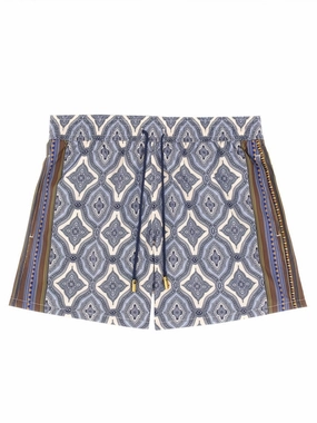 Geometric Pattern Boxer Swimsuit