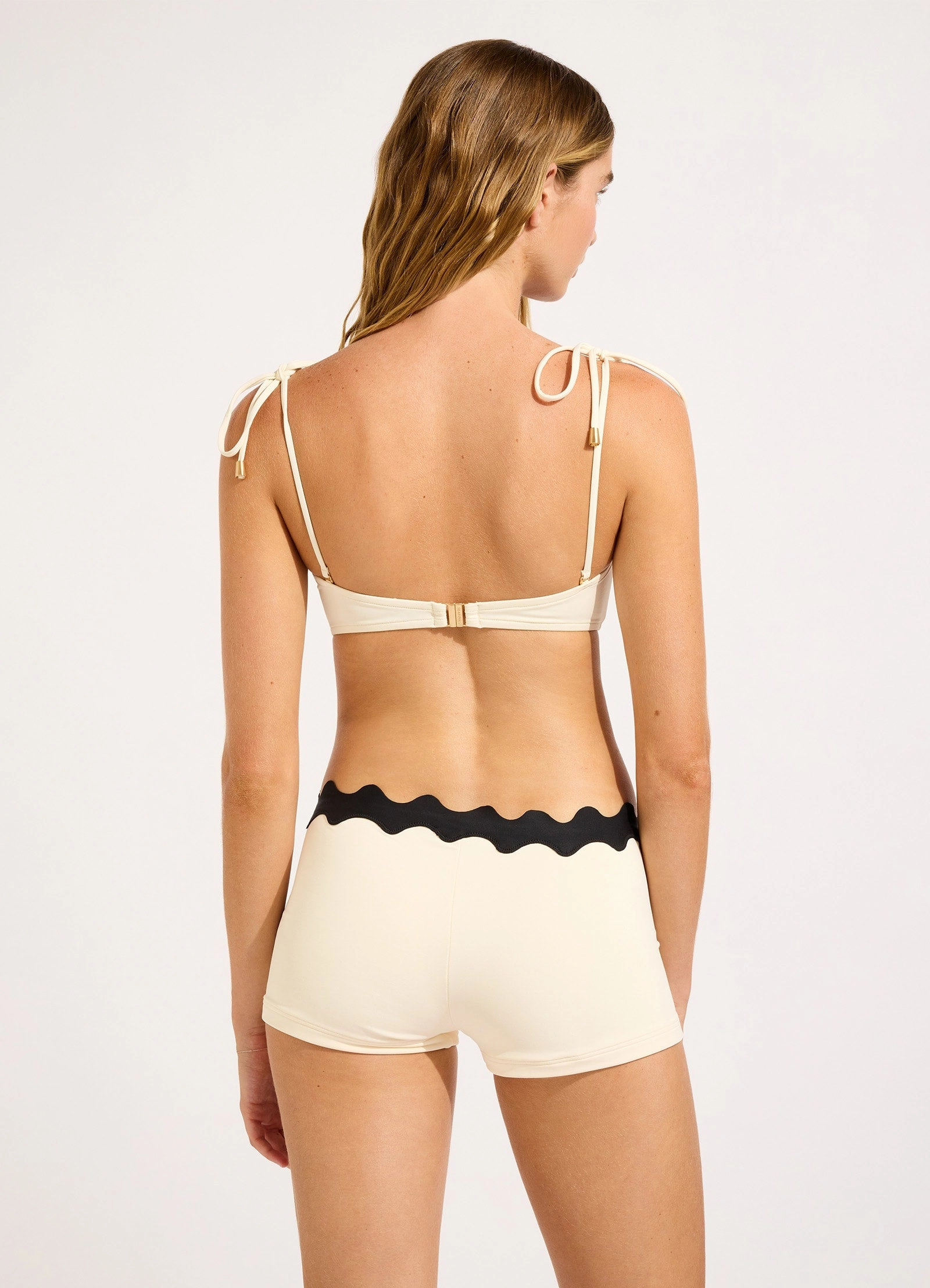 Gia Ric Rac Bustier Bandeau Bikini Top - Ecru