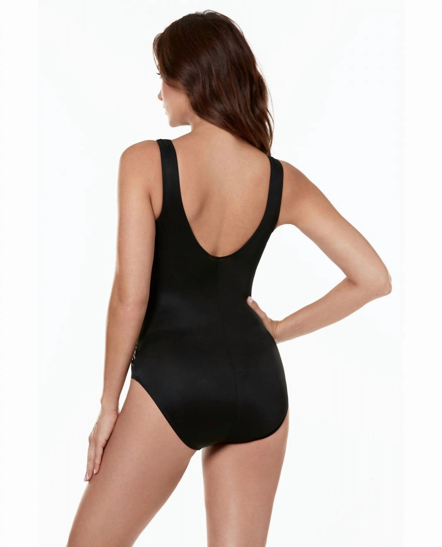 Gilt Trip Brio Layered One Piece Swimsuit In Black/ White