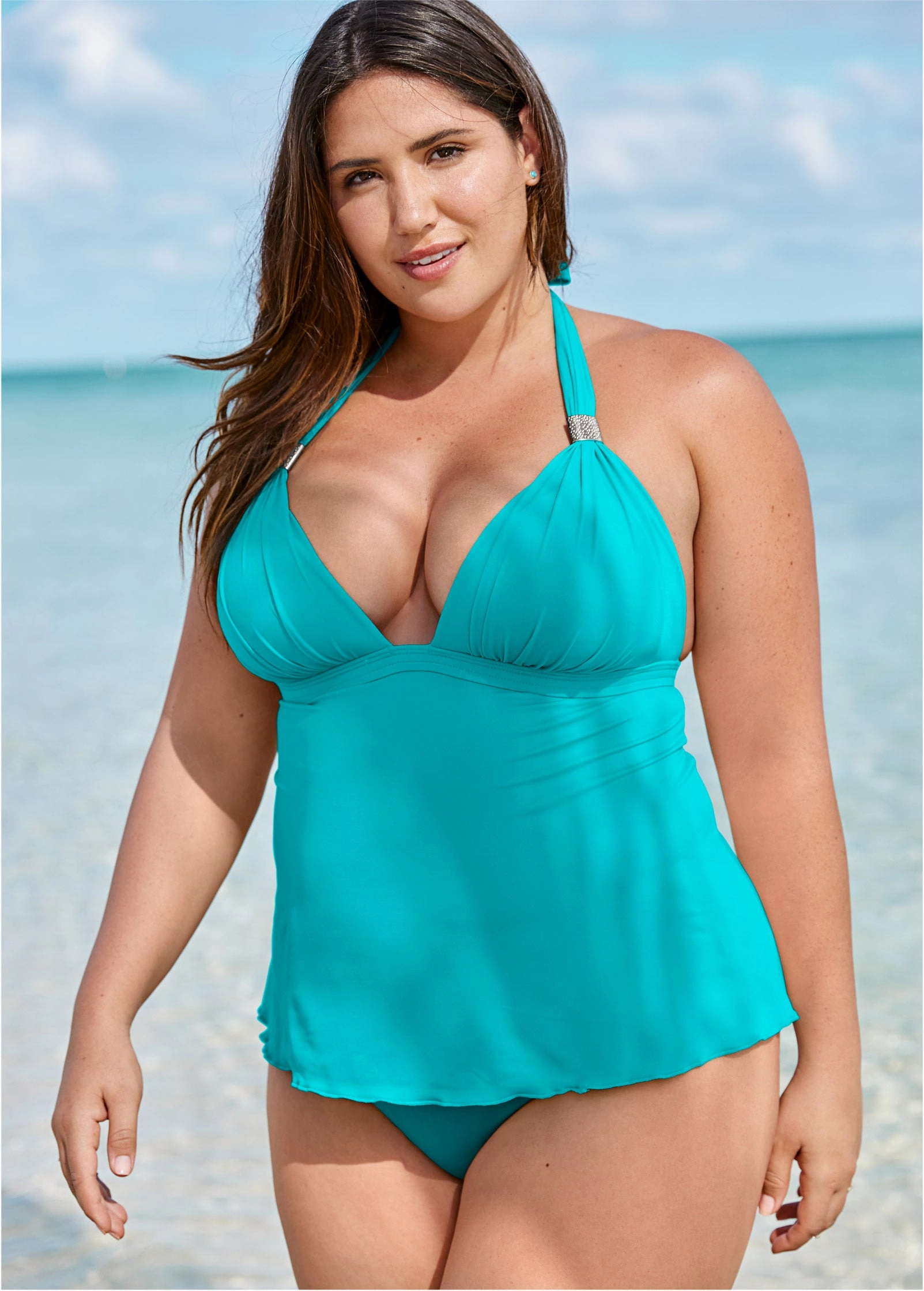 Goddess Push-Up Tankini - Aqua Reef