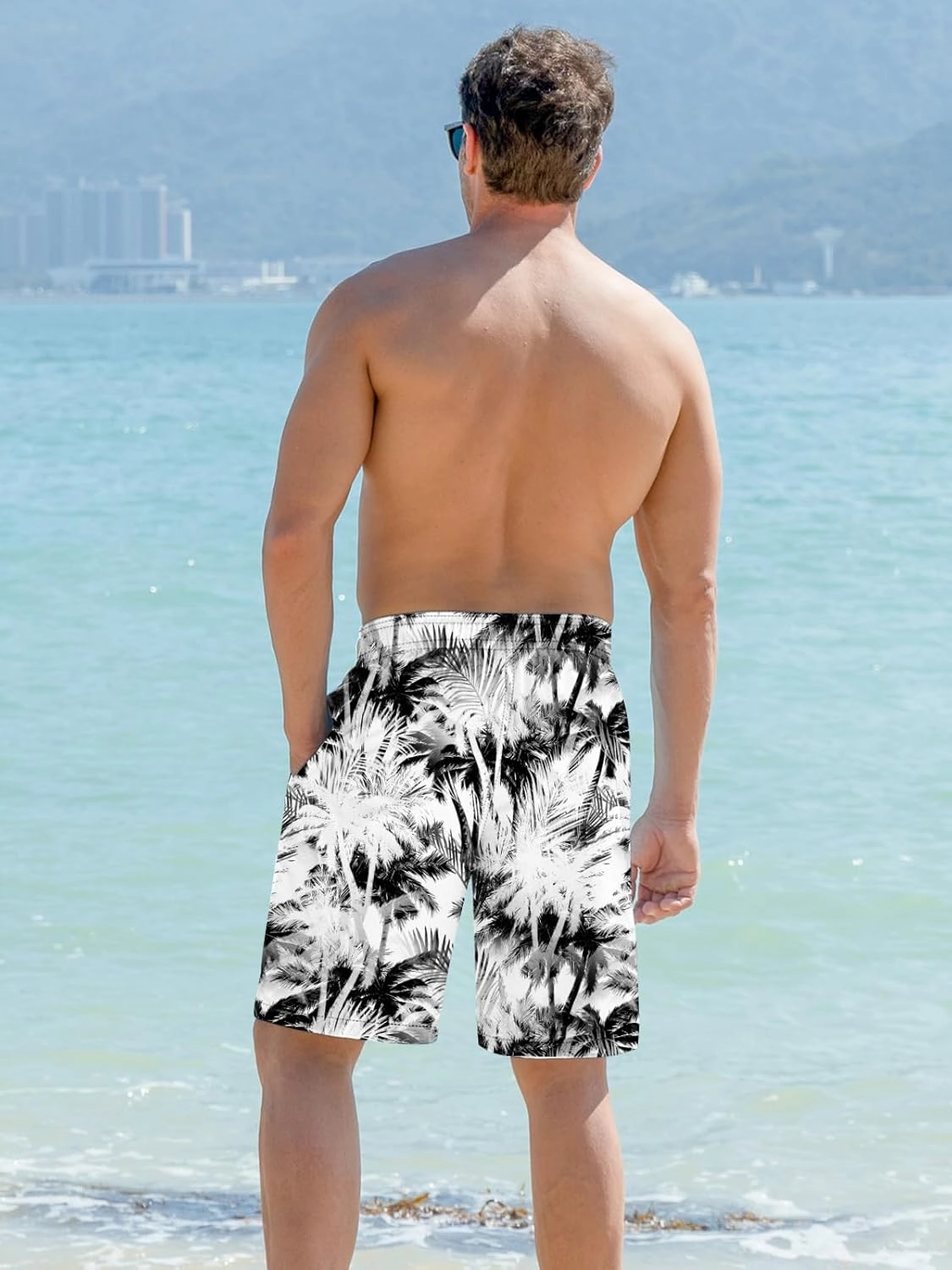 Goodstoworld Men's Funny Swim Trunks with Compression Liner 2 in 1 Quick-Dry 9" Stretch Shorts with Three Pockets