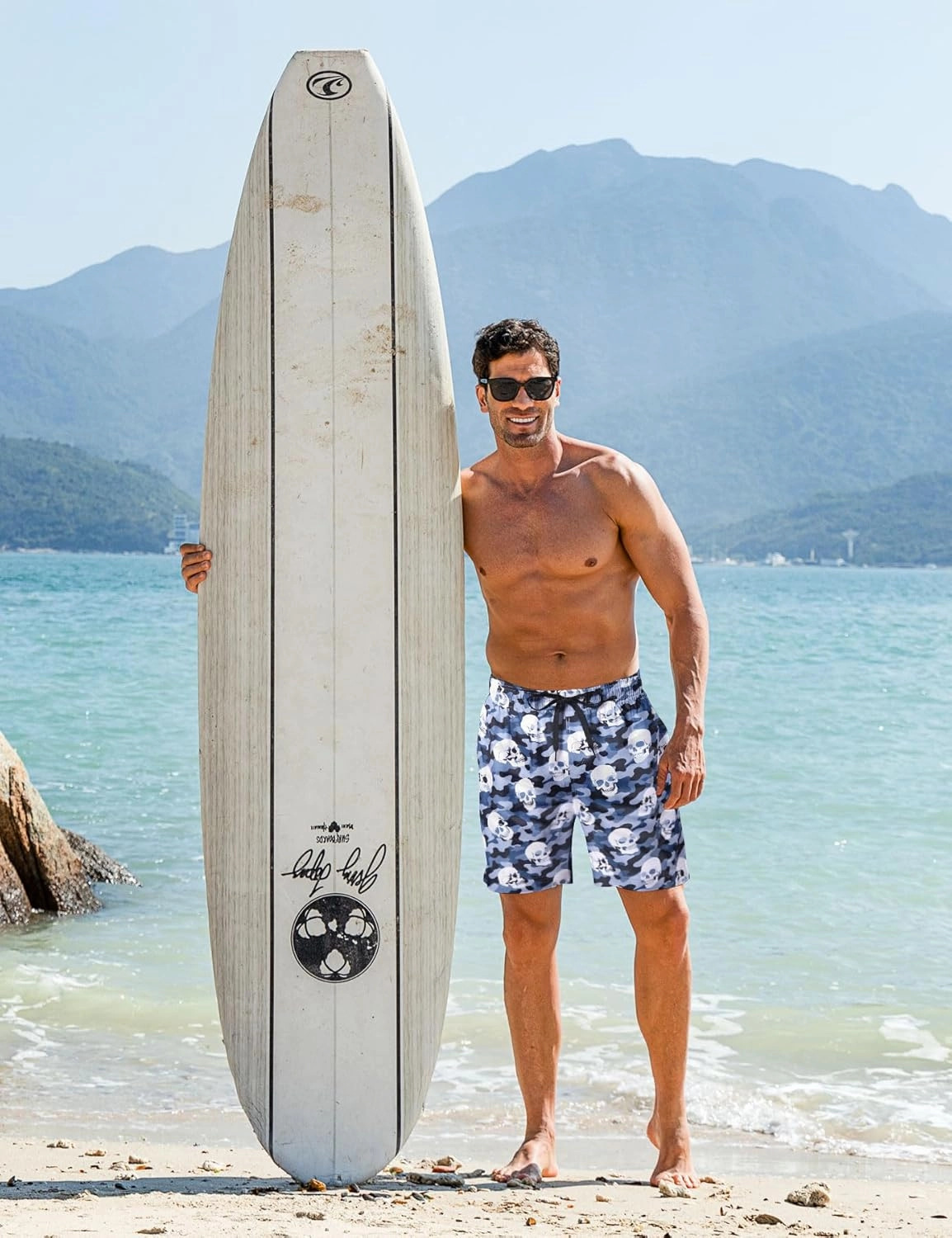 Goodstoworld Men's Novelty Swimtrunks Quick Dry 3D Printed Mesh Lining Beach Board Shorts with Pockets S-4XL
