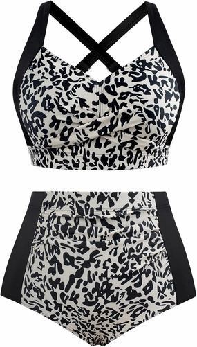 Hanna Nikole Womens High Waisted Bikini Sets Tummy Control Swimsuit Ruched Two Piece Bathing Suit