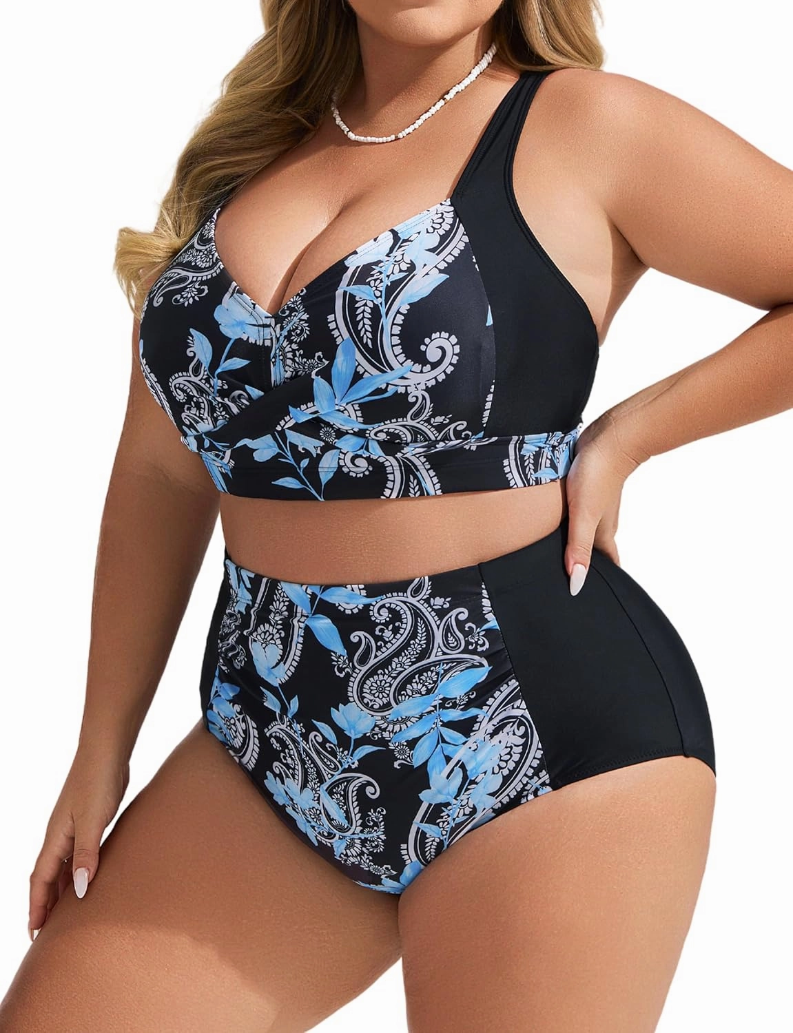 Hanna Nikole Womens High Waisted Bikini Sets Tummy Control Swimsuit Ruched Two Piece Bathing Suit