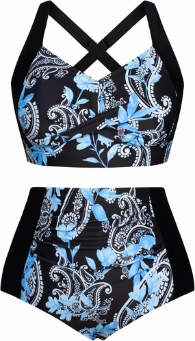 Hanna Nikole Womens High Waisted Bikini Sets Tummy Control Swimsuit Ruched Two Piece Bathing Suit