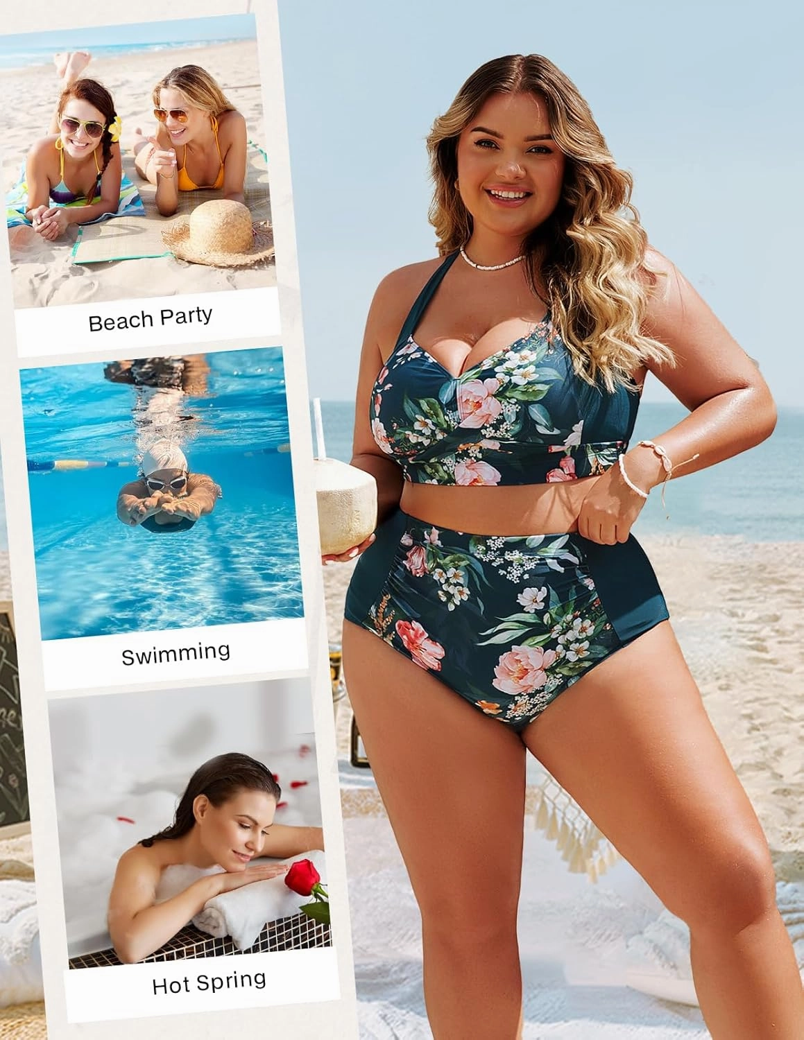 Hanna Nikole Womens High Waisted Bikini Sets Tummy Control Swimsuit Ruched Two Piece Bathing Suit