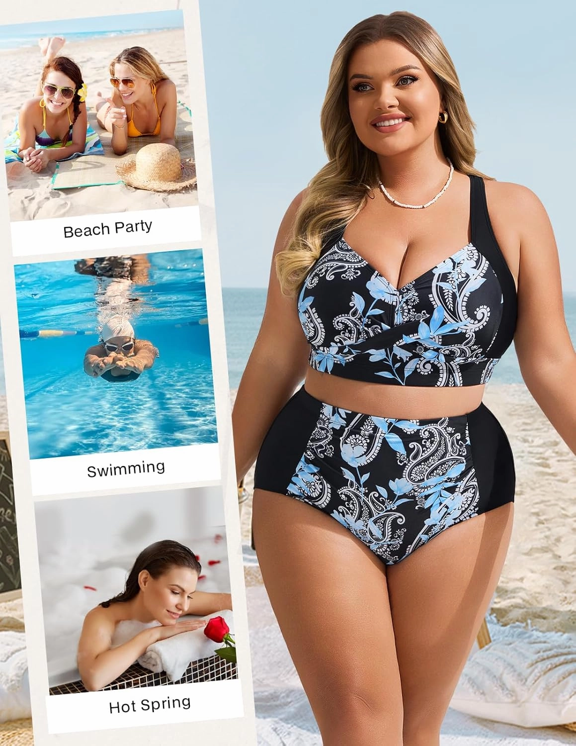 Hanna Nikole Womens High Waisted Bikini Sets Tummy Control Swimsuit Ruched Two Piece Bathing Suit