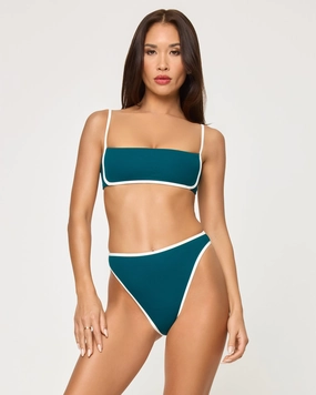 Hazel Bikini Top - Deep Teal-Cream