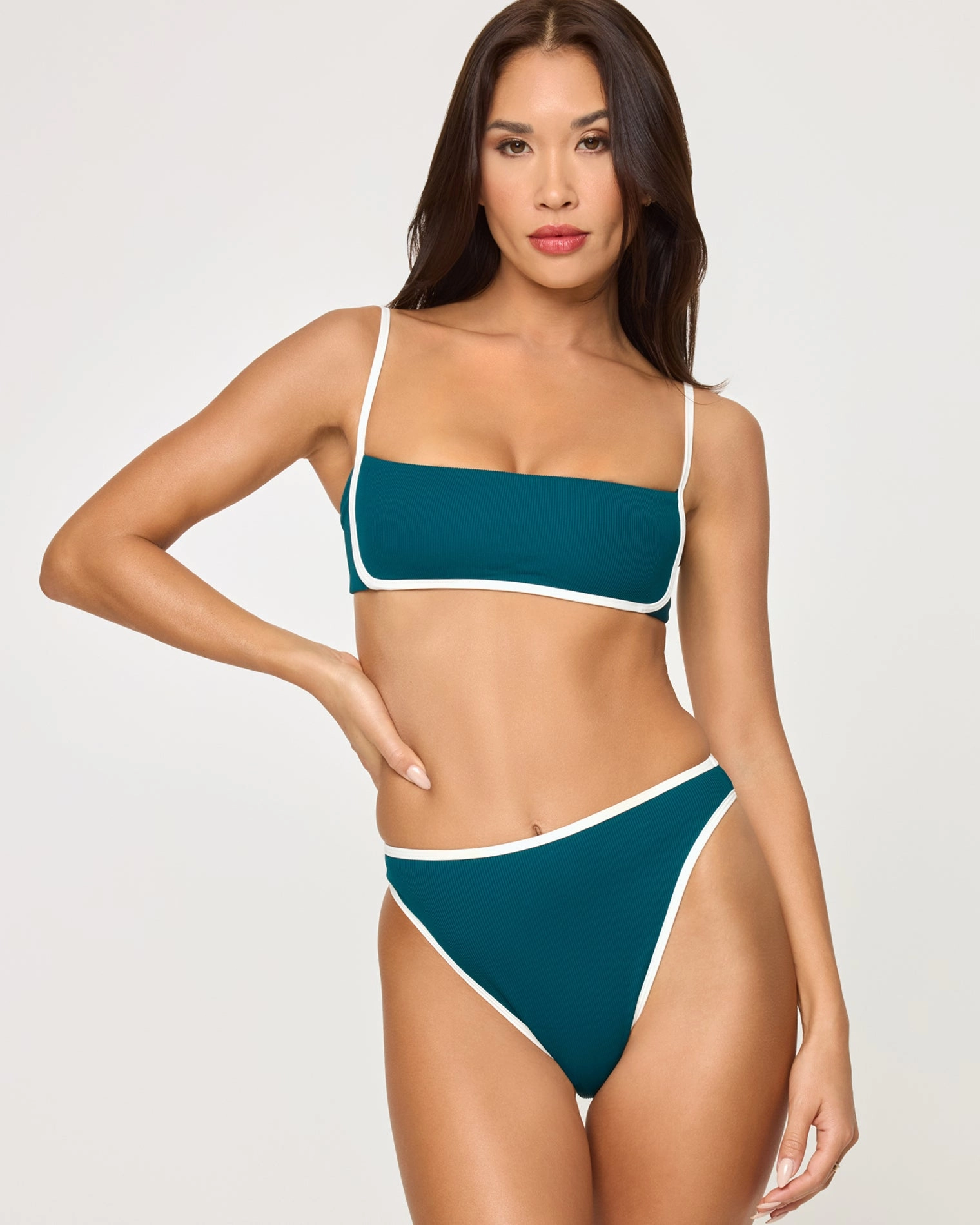 Hazel Bikini Top - Deep Teal-Cream