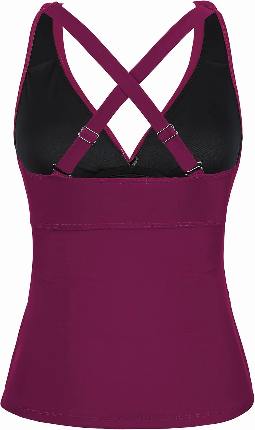 Hilor Women's Underwire Tankini Top Tummy Control Bathing Suits Sexy V Neck Crossover Swim Top Only