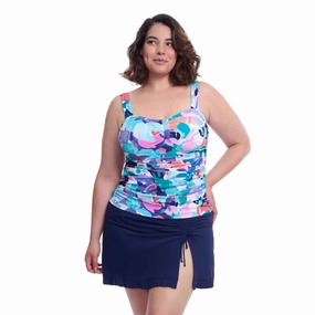 Holi Full Figure Center Ruched Tankini Underwire Swim Top