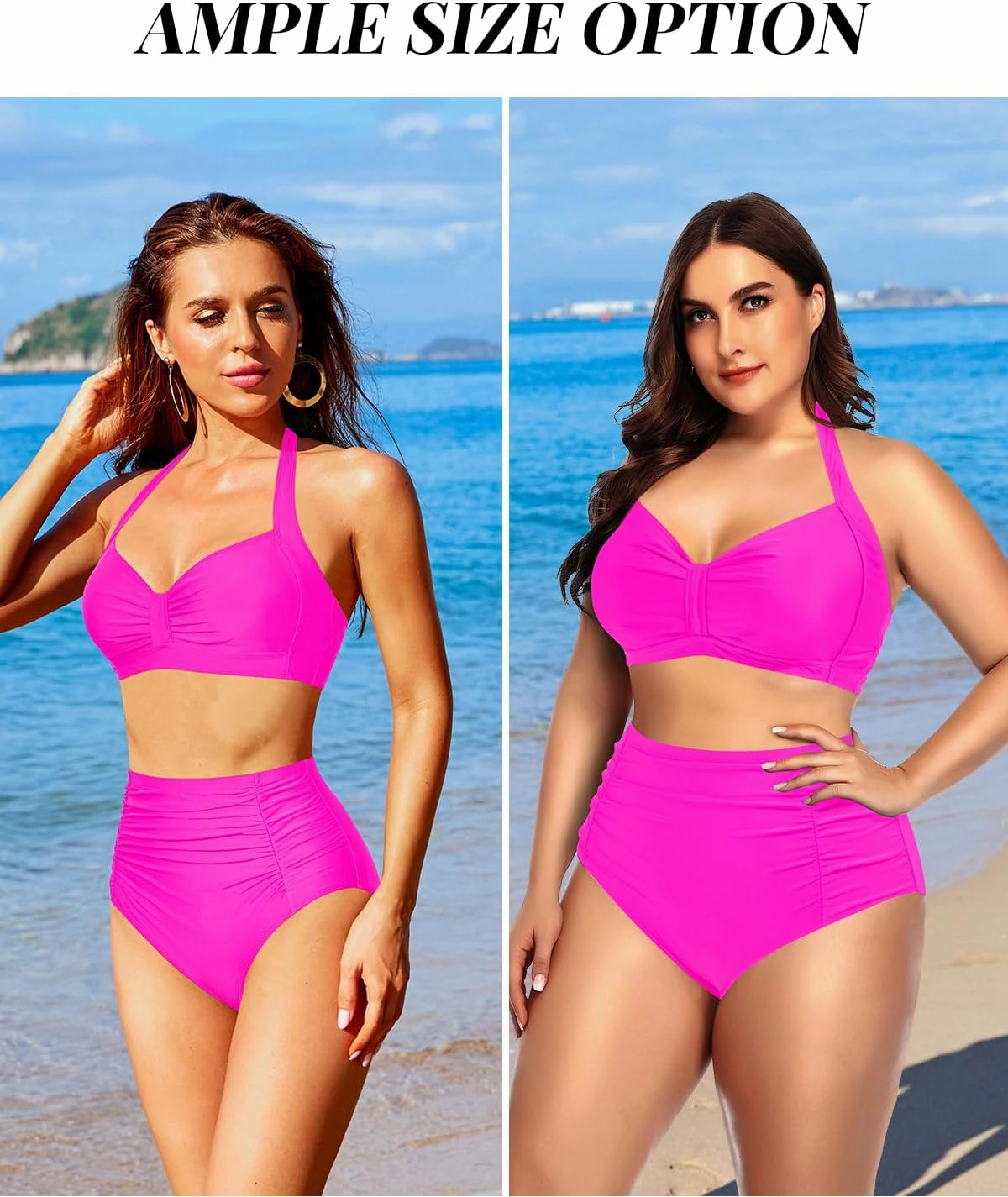 Holipick Women High Waisted Bikini Set Two Piece Swimsuit Tummy Control Bathing Suit Vintage Halter Swimwear