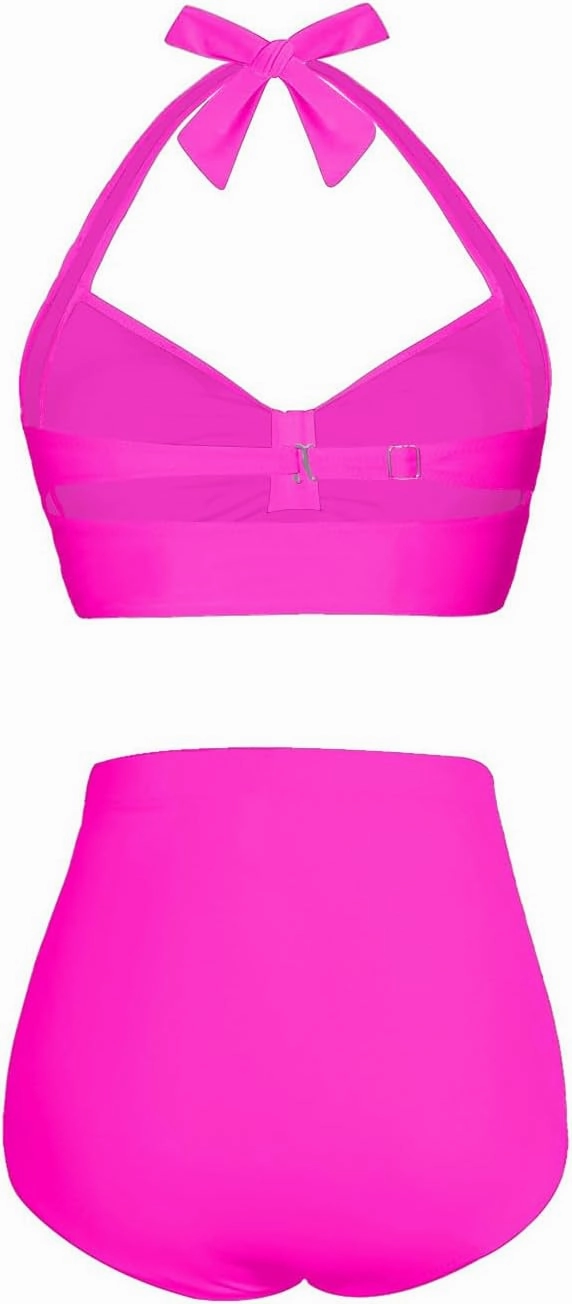 Holipick Women High Waisted Bikini Set Two Piece Swimsuit Tummy Control Bathing Suit Vintage Halter Swimwear