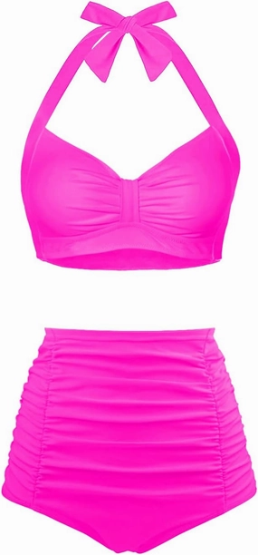 Holipick Women High Waisted Bikini Set Two Piece Swimsuit Tummy Control Bathing Suit Vintage Halter Swimwear
