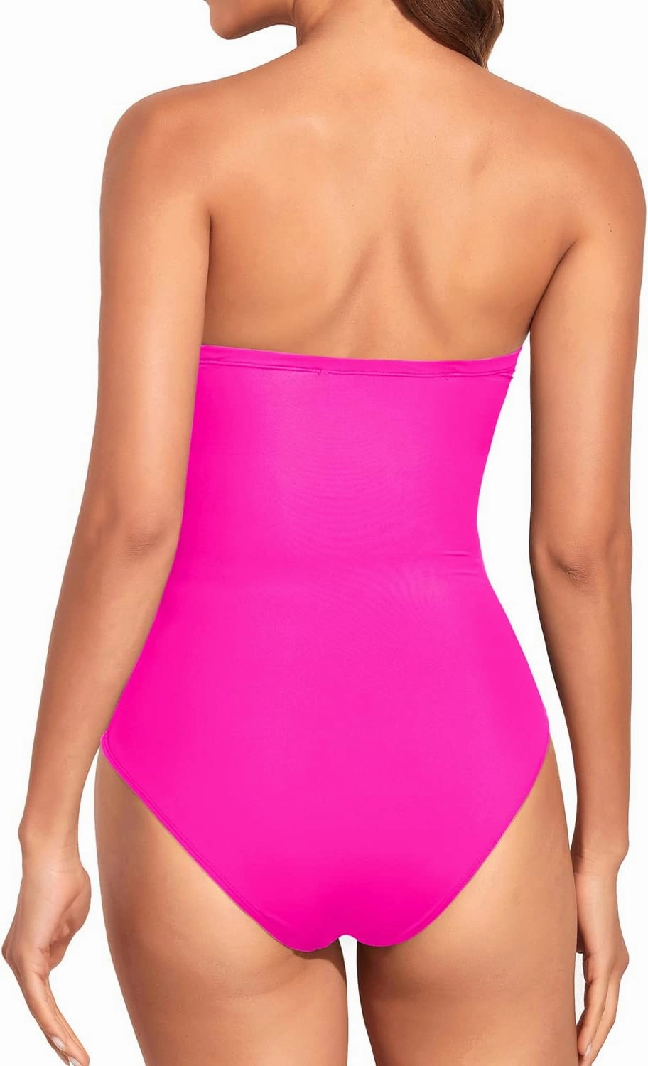 Holipick Women Strapless Bandeau One Piece Swimsuits Sexy Mesh Cutout Bathing Suits Tummy Control Swimwear