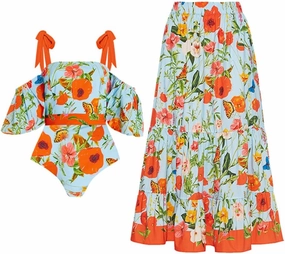 IBAKOM One Piece Swimsuit for Women with Matching Swim Long Skirt Sexy Push Up Bathing Suits Two Pieces Bikini Set