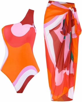 IBAKOM One Piece Swimsuit for Women with Matching Swim Long Skirt Sexy Push Up Bathing Suits Two Pieces Bikini Set