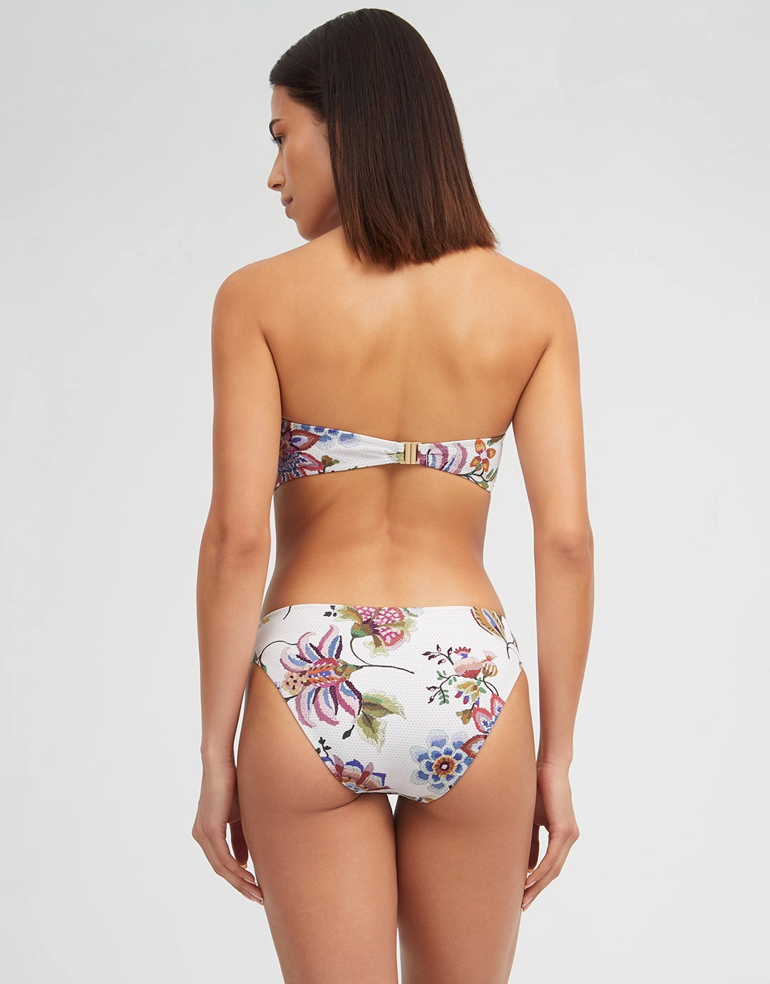 Jasmine Bandeau Bikini Top - White Floral