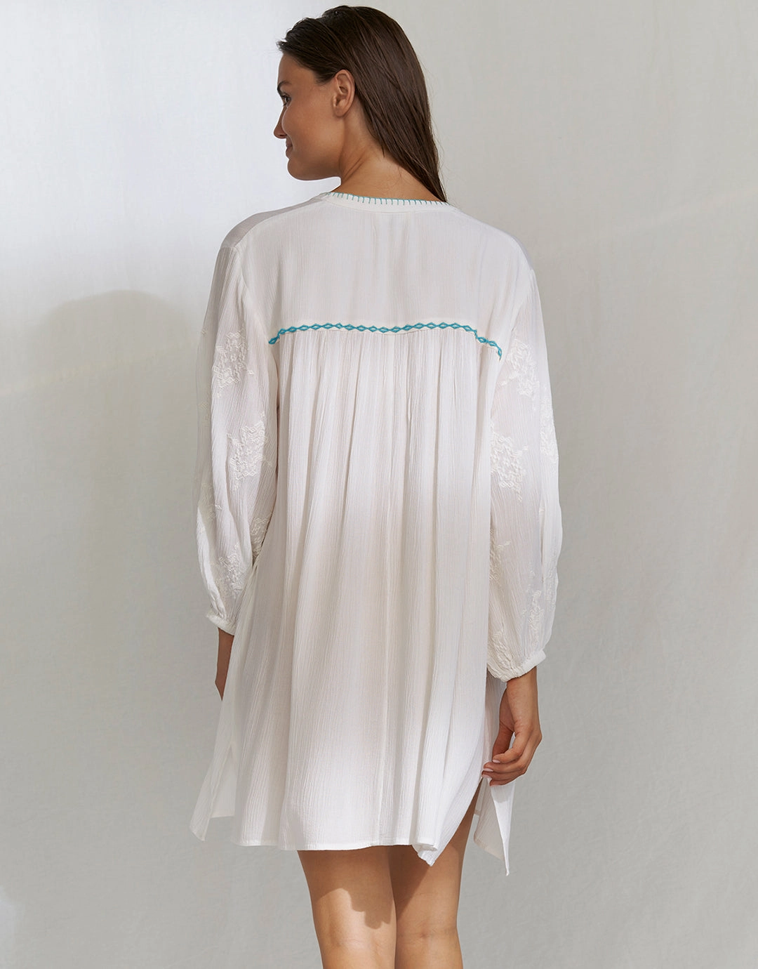 Kaftan Tunic - White and Blue