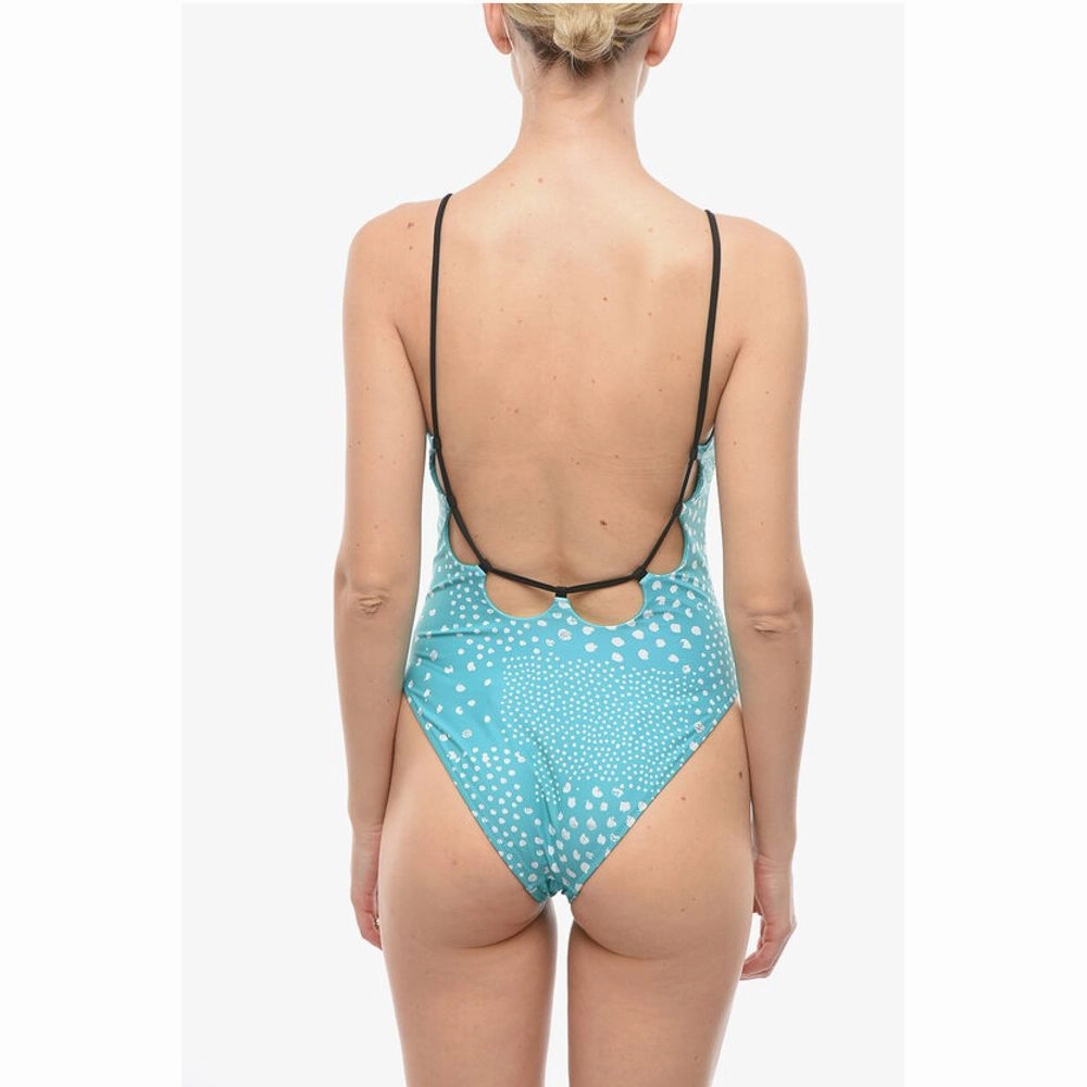 Karl Lagerfeld Open Back One-Piece Swimsuit with Contrasting Women's Details