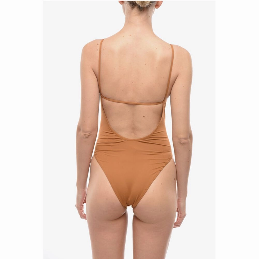 Karl Lagerfeld Solid Color One-Piece Swimsuit with Printed Women's Logo