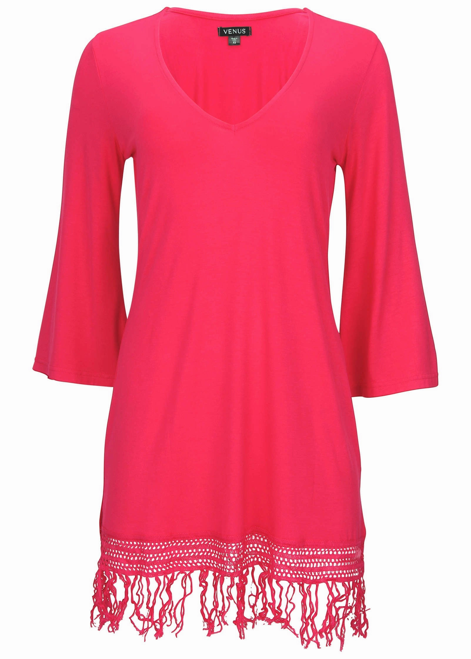 Knit Tunic Cover-Up Dress - Raspberry