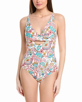 La Blanca Cross Front Keyhole One-Piece