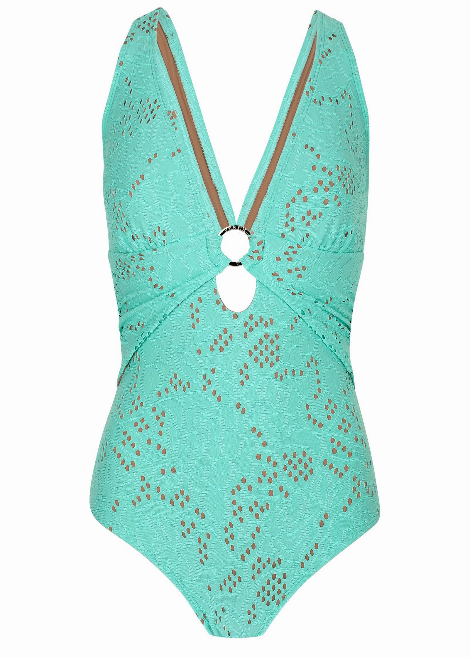 Lace Criss Cross One Piece  - Light Teal