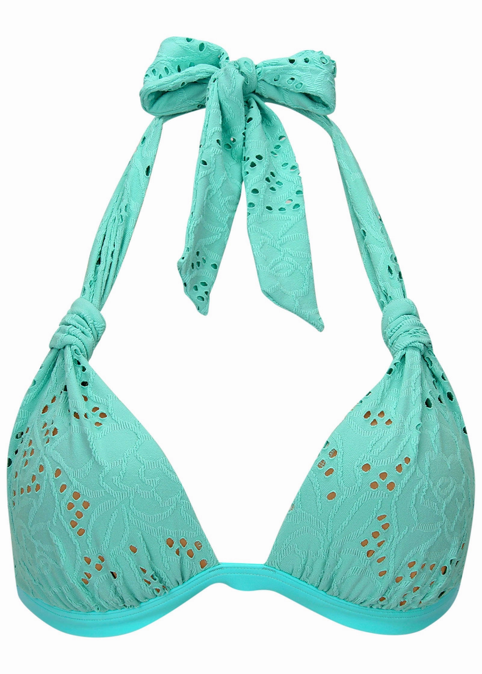 Lace Goddess Push-Up Halter Top - Light Teal