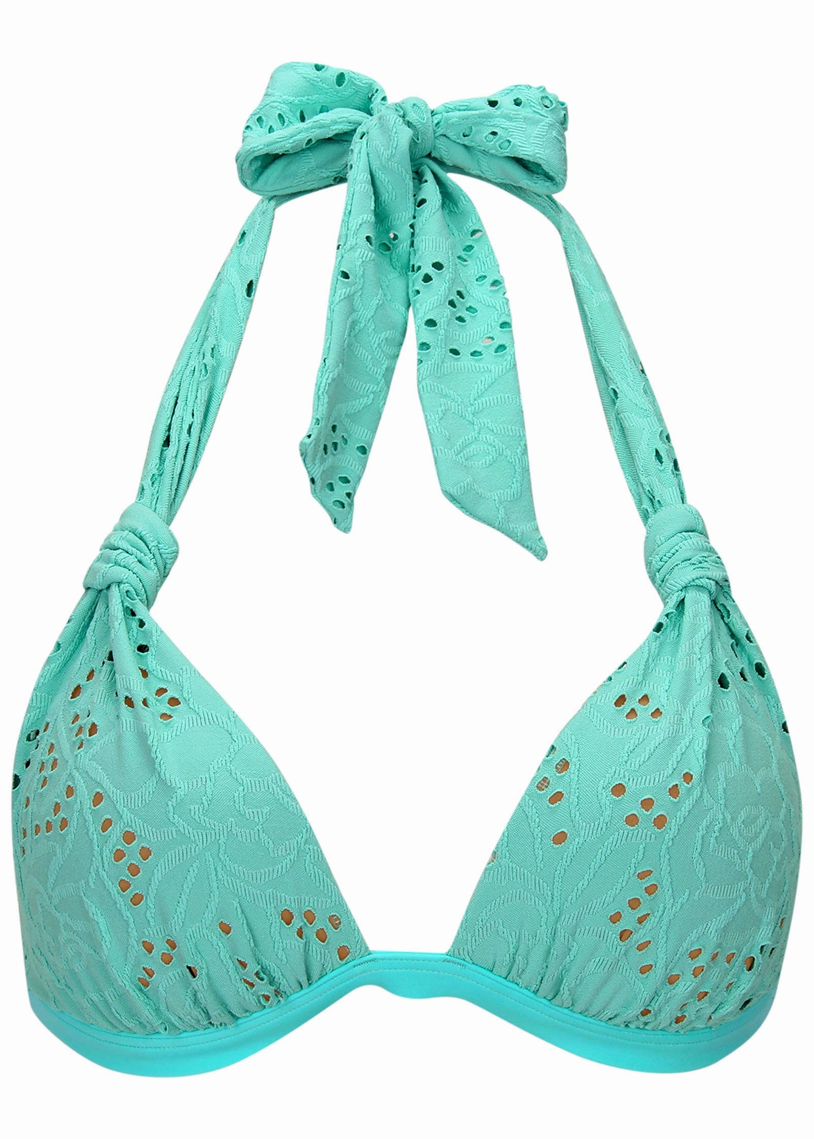 Lace Goddess Push-Up Halter Top - Light Teal
