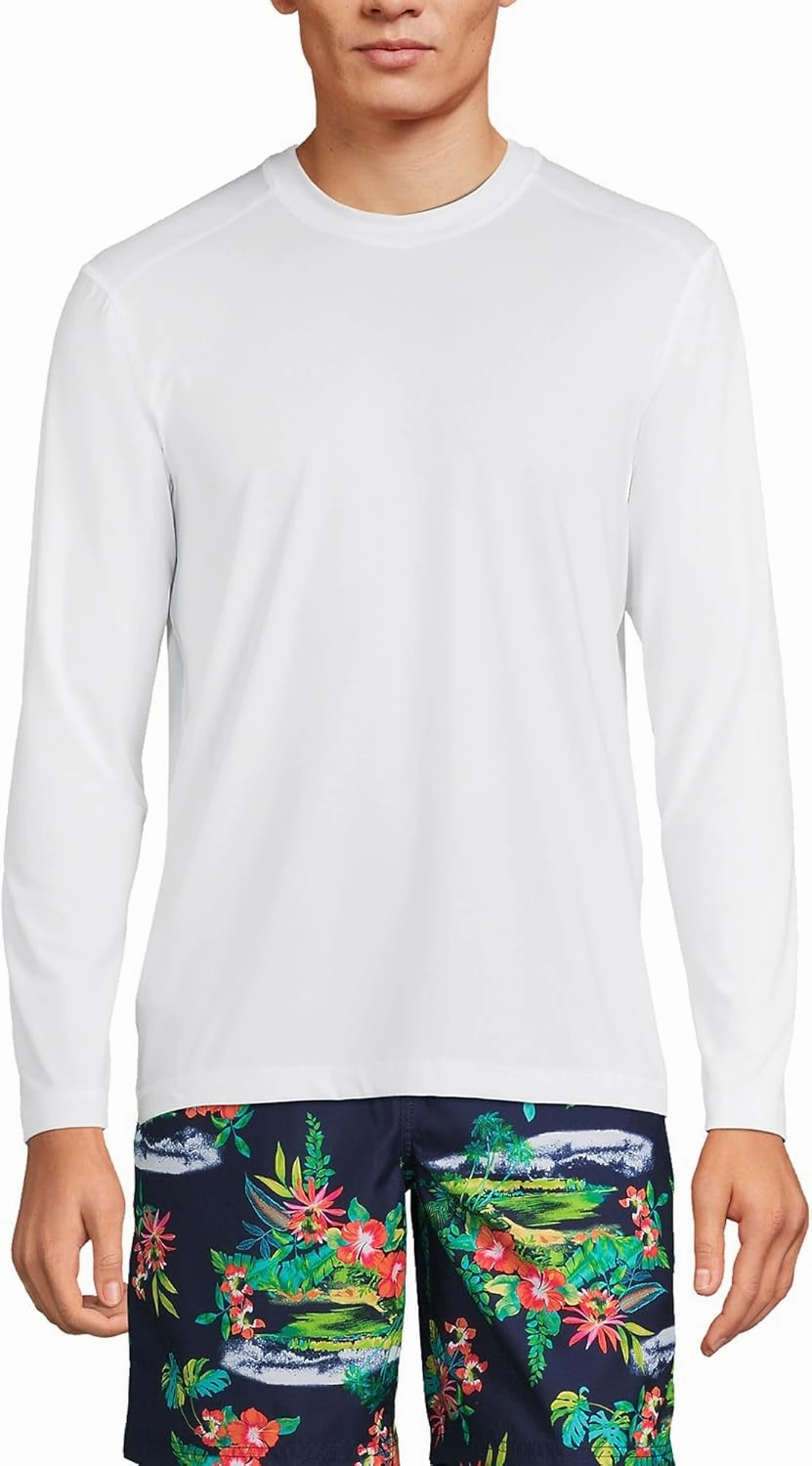 Lands' End Men's Long Sleeve Swim Tee Rash Guard