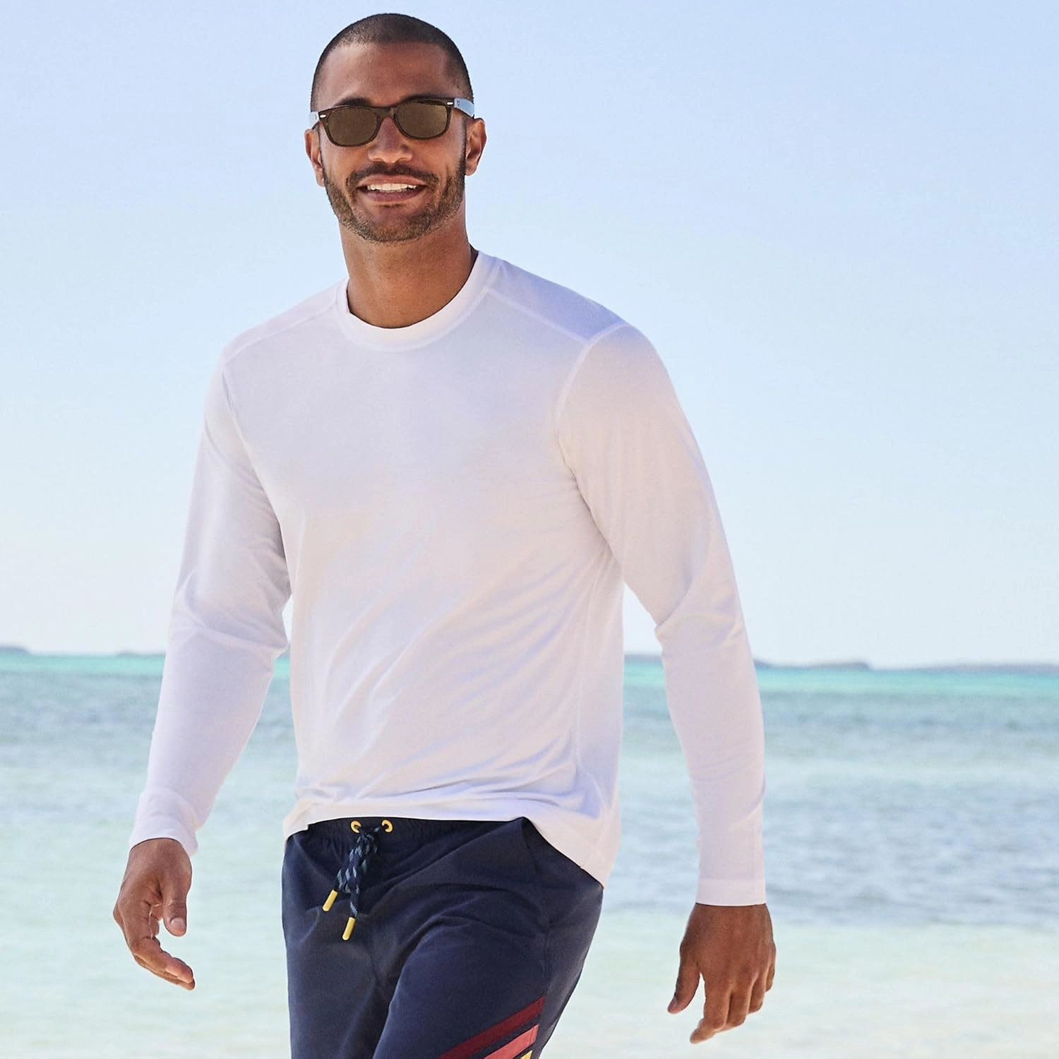 Lands' End Men's Long Sleeve Swim Tee Rash Guard