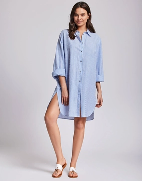 Laura Beach Shirt - Light Blue Stripe