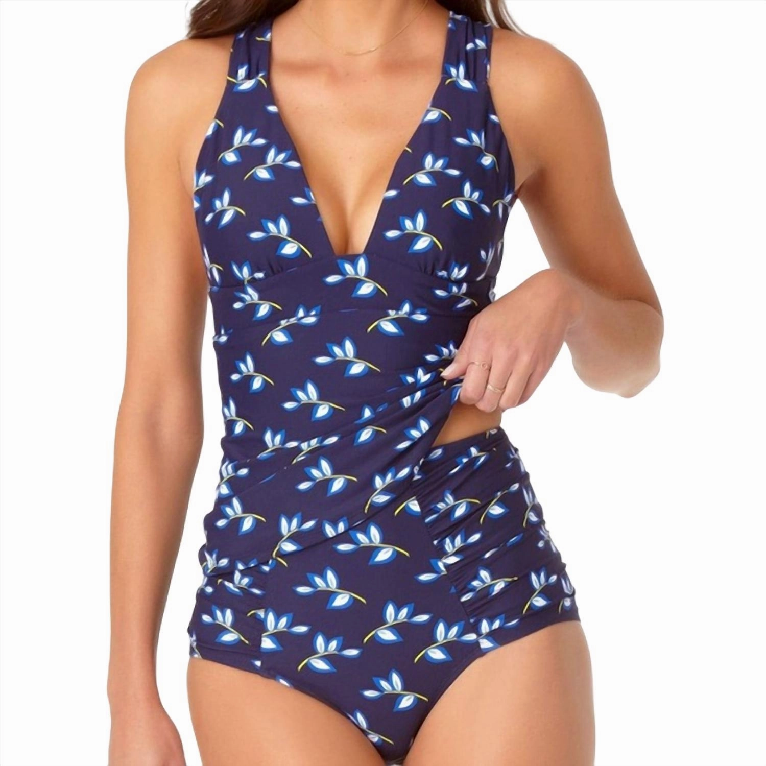 Leaf Toss Tankini Top In Multi