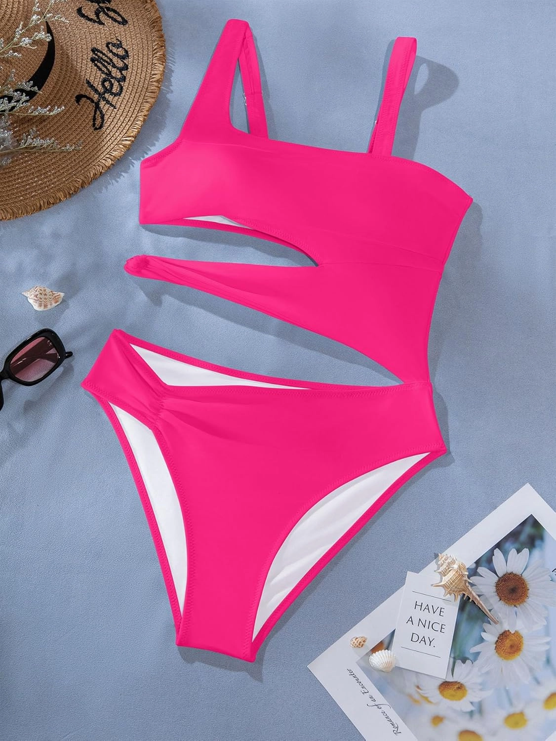 Lilosy Sexy Knotted Ruched High Cut Leg One Piece Swimsuit