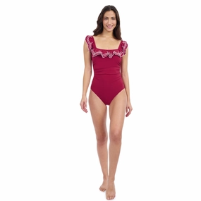 Lola Square Neck Laser Ruffle One-piece