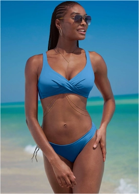 Lovely Lift Wrap Top - Azure Blue