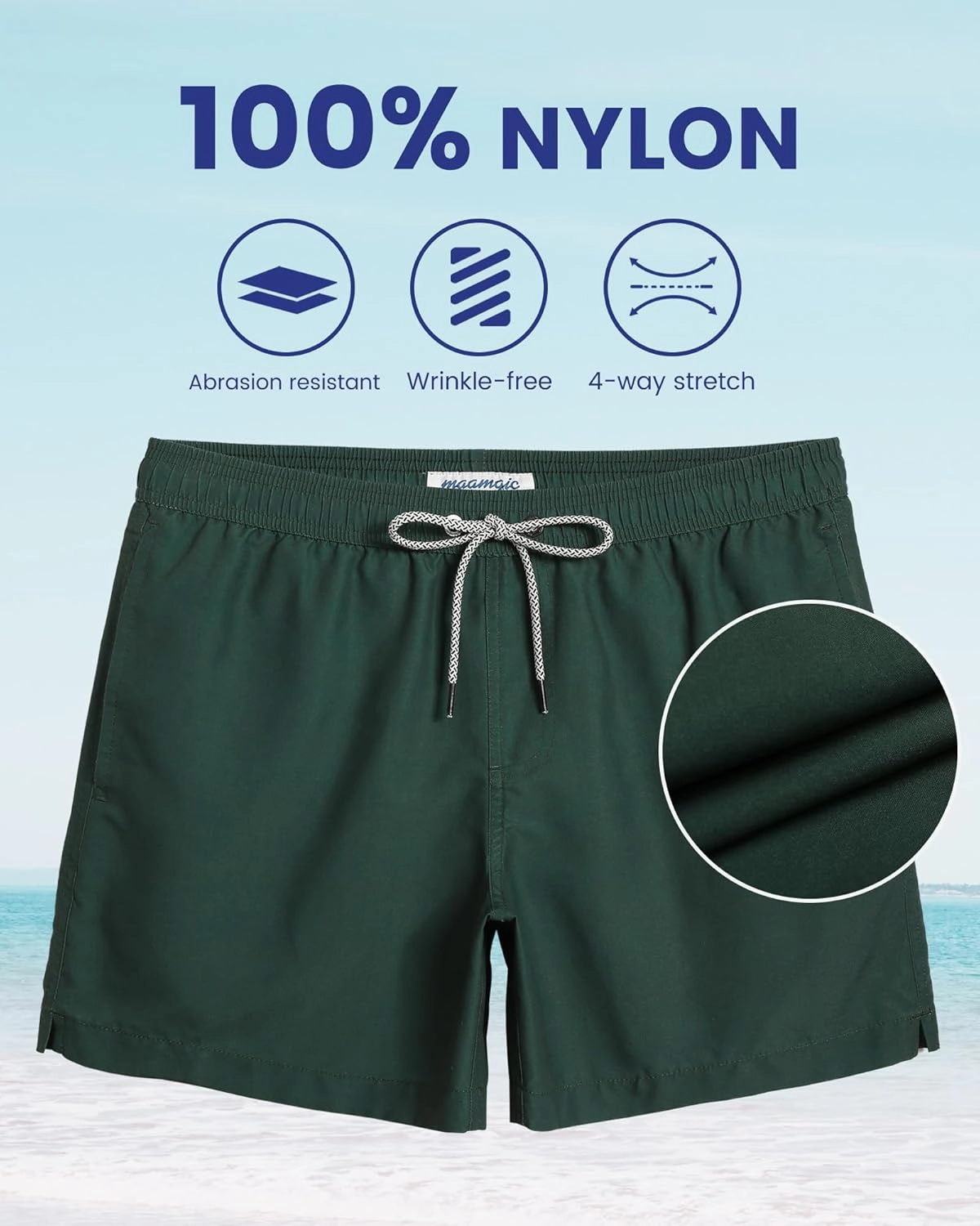 maamgic Mens Swim Trunks 5" with Mesh Lining Quick Dry Bathing Suits for Men Swim Shorts Swimwear