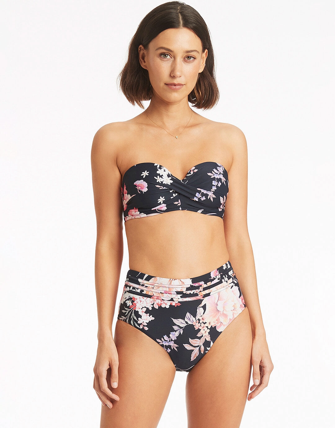 Martini Twist Bandeau Bikini Top - Black